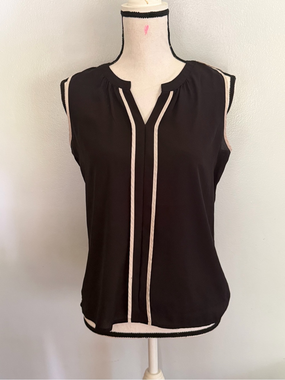 Calvin Klein Black Sleeveless Camisole with Cream Trim